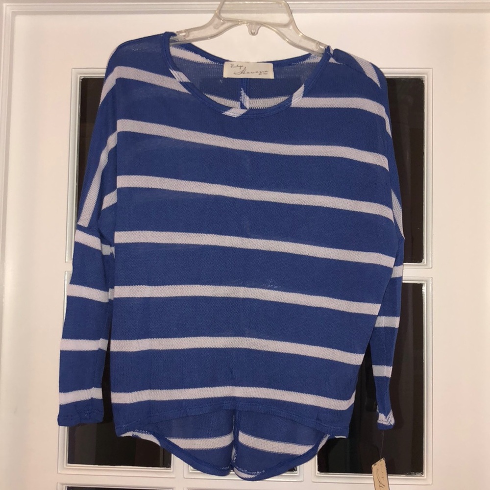 Vintage Havana | Blue + White Striped Top NWT